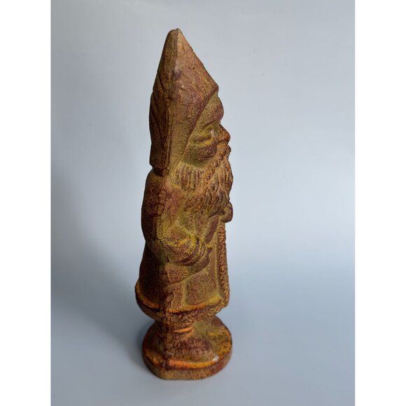 Antique Cast Iron Father Christmas Figure 9.5" Rust Patina Vintage Holiday Decor - Picture 5 of 8